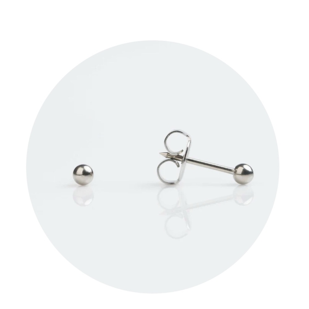 Self Piercing 3mm Ball 14k Solid White Gold